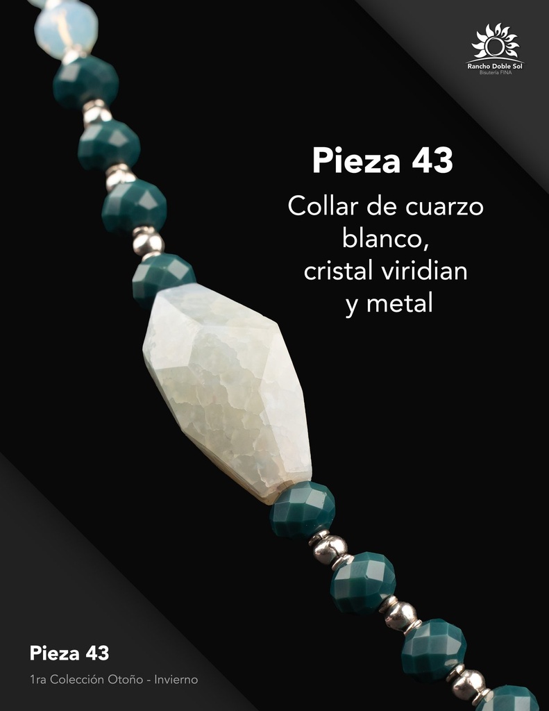 [RDS-C1-043] Pieza 43 · Cuarzo blanco, cristal viridian y metal