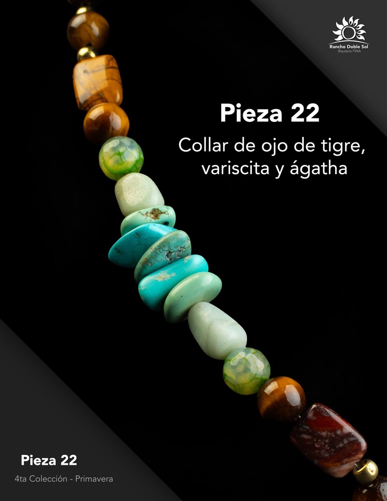 [RDS-C4-022] Pieza 22 · Ojo de tigre, variscita y ágata
