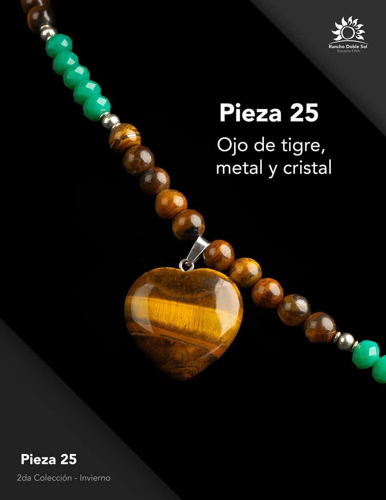 [RDS-C2-025] Pieza 25 · Ojo de tigre, metal y cristal
