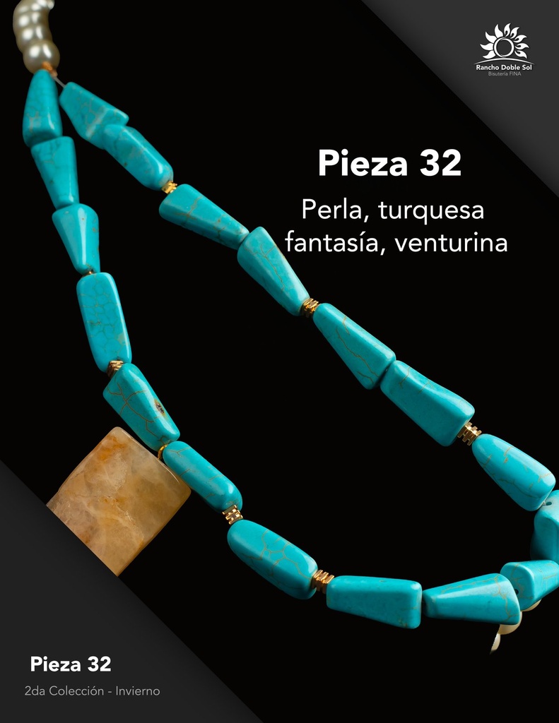 [RDS-C2-032] Pieza 32 · Perla, turquesa fantasía, venturina