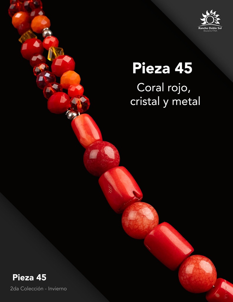 [RDS-C2-045] Pieza 45 · Coral rojo, cristal y metal