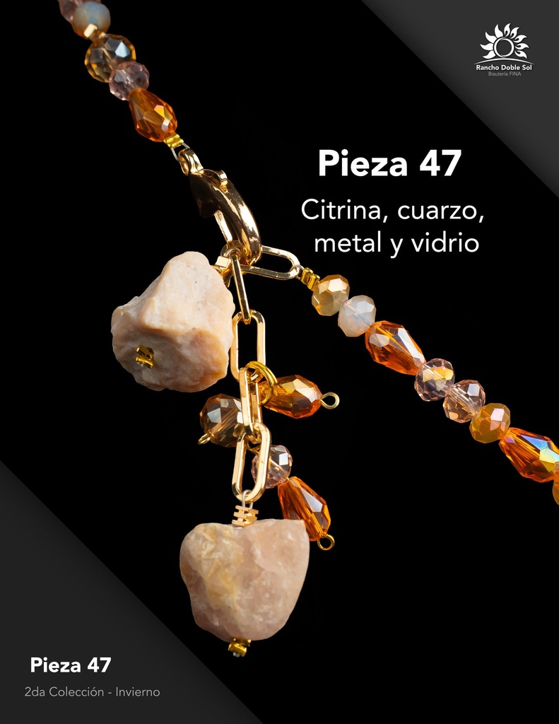 [RDS-C2-047] Pieza 47 · Citrina, cuarzo, metal y vidrio
