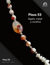 Pieza 53 · Ágata, metal y coralina