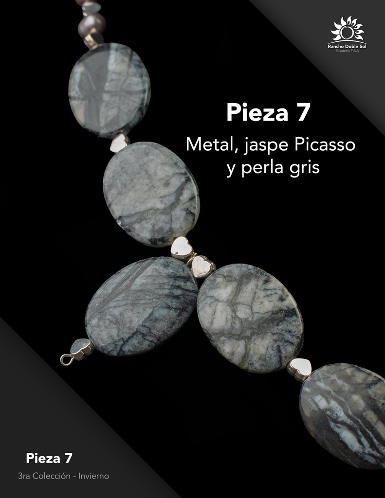 [RDS-C3-007] Pieza 7 · Metal, jaspe Picasso y perla gris