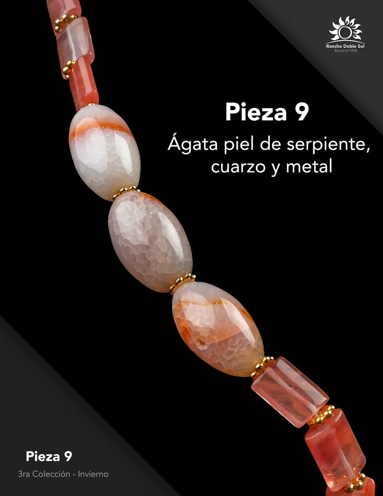 [RDS-C3-009] Pieza 9 · Ágata piel de serpiente, cuarzo y metal