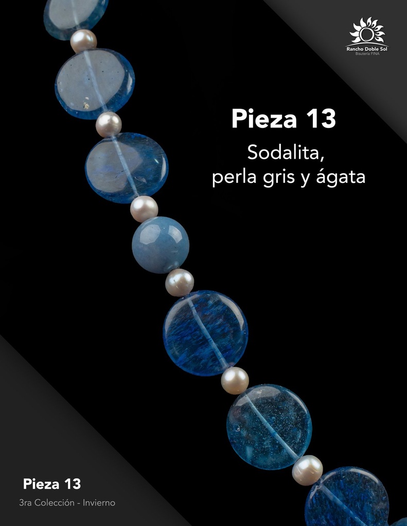[RDS-C3-013] Pieza 13 · Sodalita, perla gris y ágata