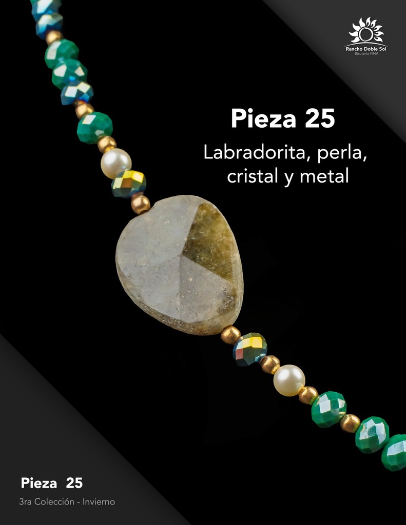 [RDS-C3-025] Pieza 25 · Labradorita, perla, cristal y metal