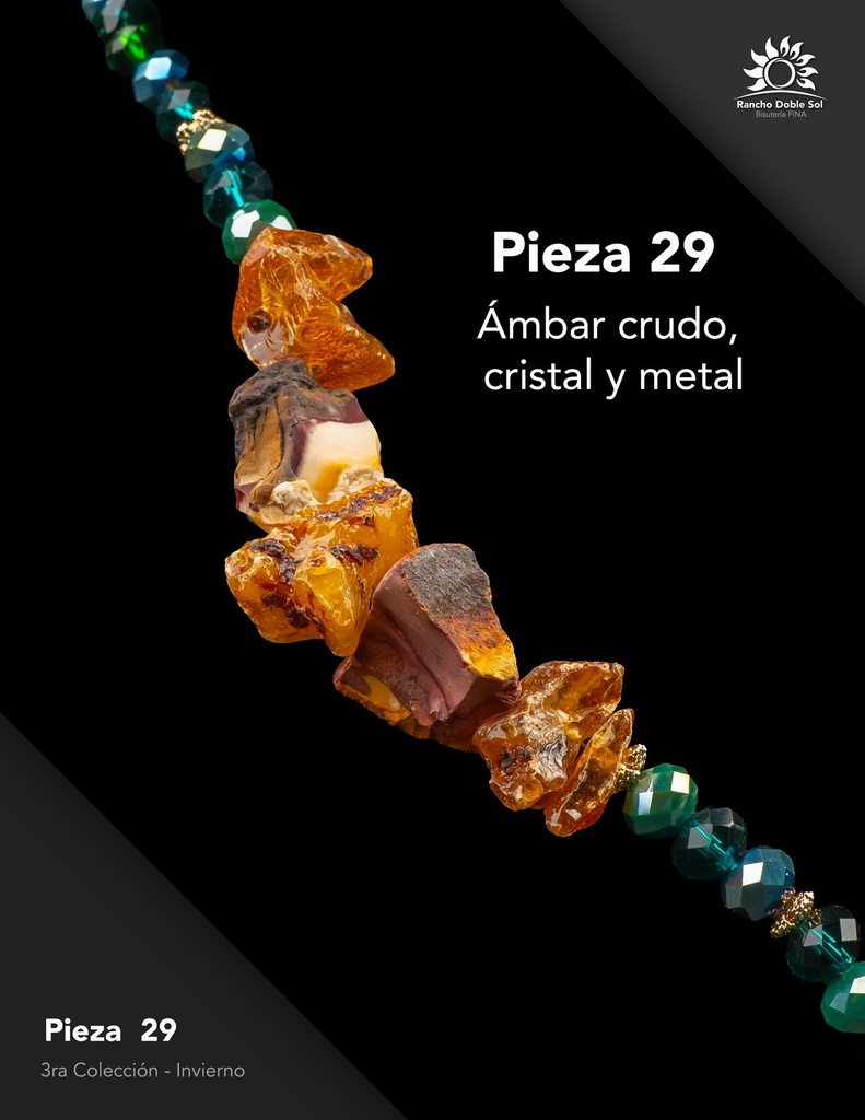 [RDS-C3-029] Pieza 29 · Ámbar crudo, cristal y metal
