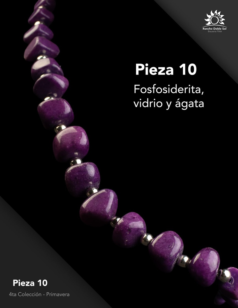 [RDS-C4-010] Pieza 10 · Fosfosiderita, vidrio y ágata